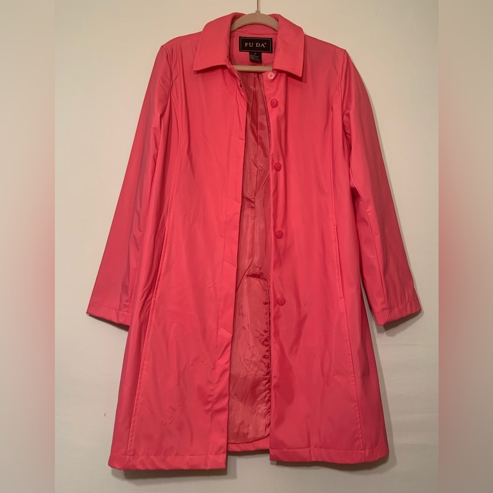 ❗️Fu Da Fuda Midi Pink PVC Feminine Rain Jacket